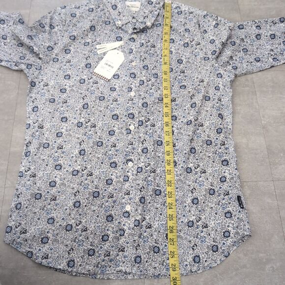 Ben Sherman Mens Medium Button Down Stretch Dress Shirt White Floral NWT - Picture 6 of 7